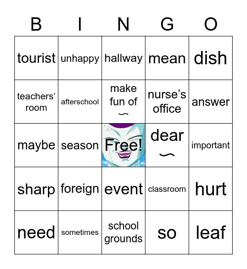 Lesson 1-3 Words Bingo Card