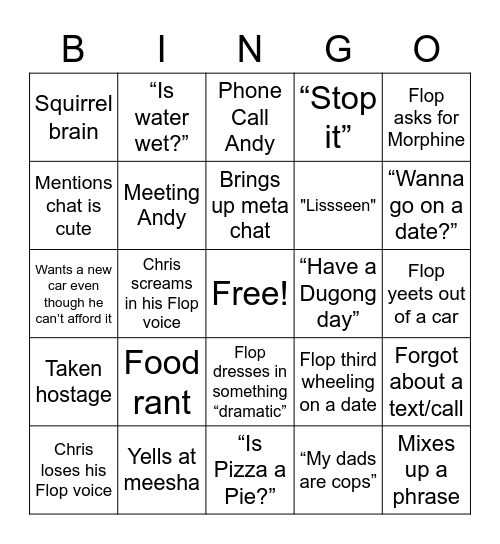 Chris/Flop Bingo Card