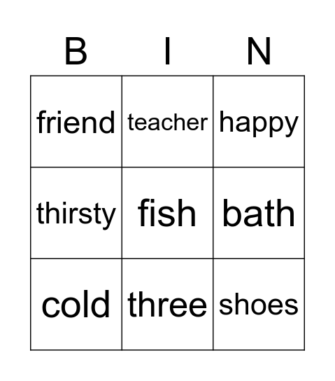 AFAF Open Bingo Card