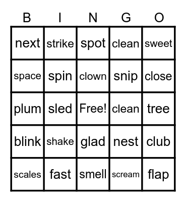 Blends Review Bingo Card