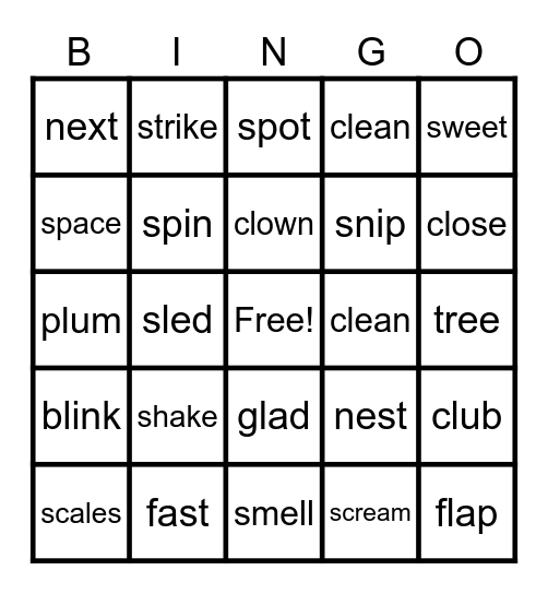 Blends Review Bingo Card
