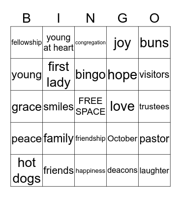 "Family and Friends Fun Day" Bingo Card