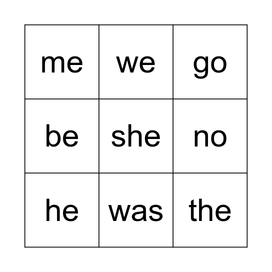 Tricky words 2 Bingo Card