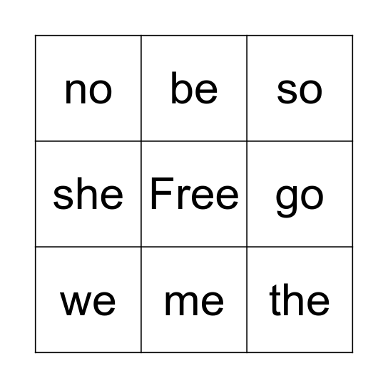 Tricky words 2 Bingo Card