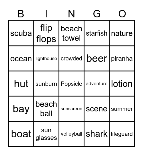 CSS Summer Bingo Card