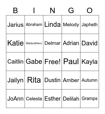Family Bingo Card