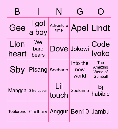 BINGO IYANNN Bingo Card