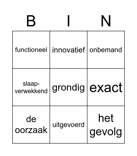 Groep 6-7-8 Bingo Card