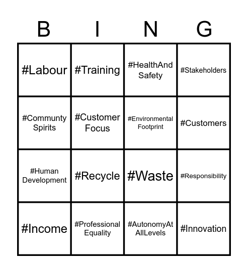 Purpose Bingo Card