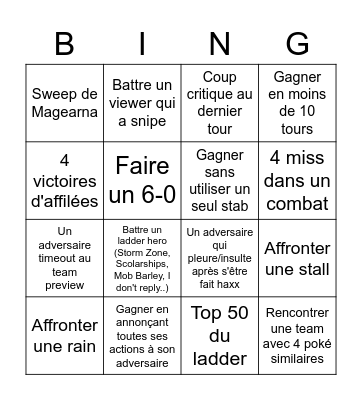 Pokemon Showdown Bingo Card