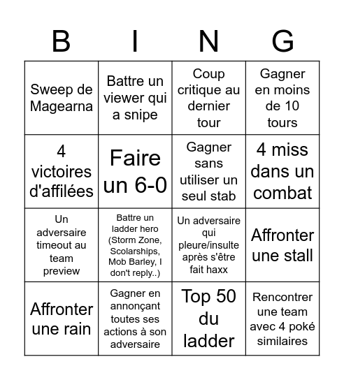 Pokemon Showdown Bingo Card