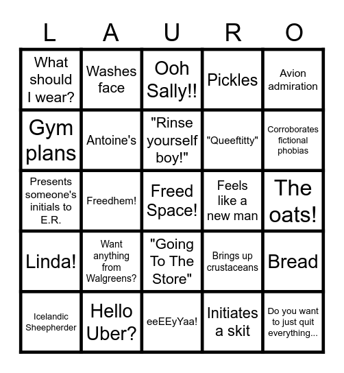Laurie Bingo Card