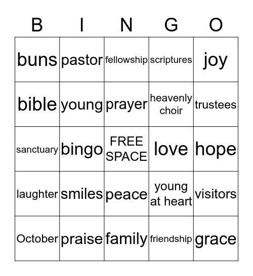 "Family and Friends Fun Day" Bingo Card