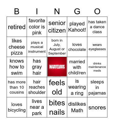 #marv35 Bingo Card