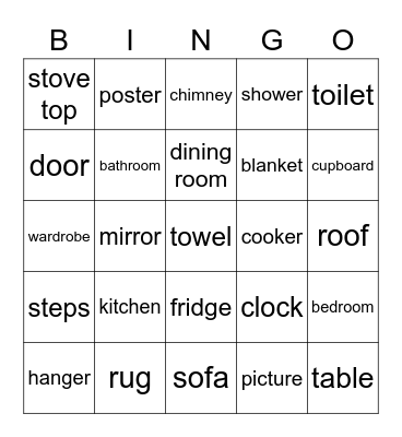 House / Furniture Bingo Card