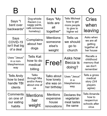 Charlene Bingo Card
