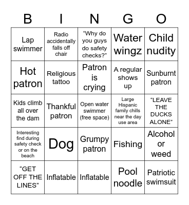 Friday at the DAR Bingo Card