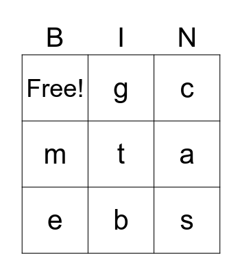 Phonics Bingo Card