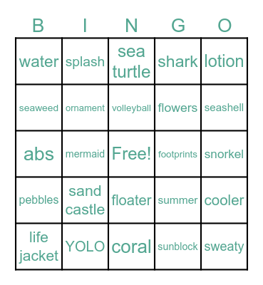 BEACH BINGO Card