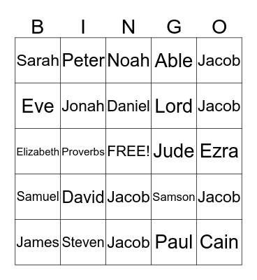 Bible Bingo Card