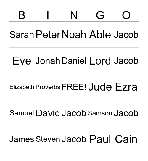 Bible Bingo Card