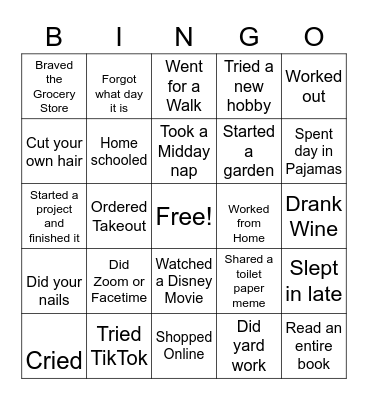 Corona Bingo Card