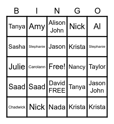 Home Visiting Bingo Card