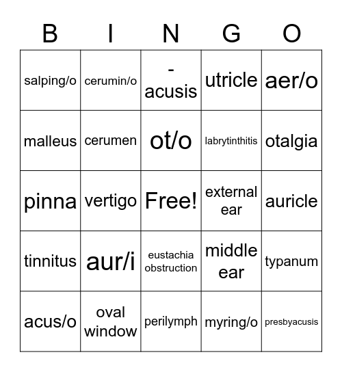 Chapter 6: The Ear Bingo Card