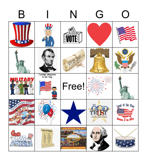 Patriotic Bingo Card
