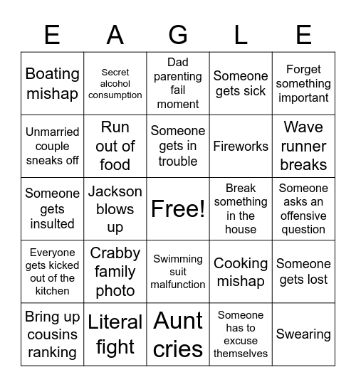 Eagle River Bingo Card
