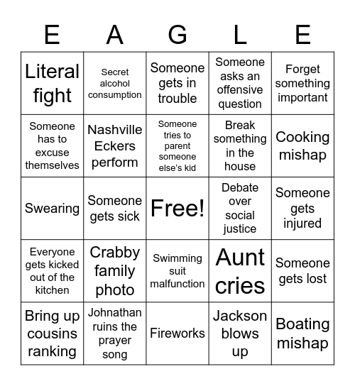 Eagle River Bingo Card