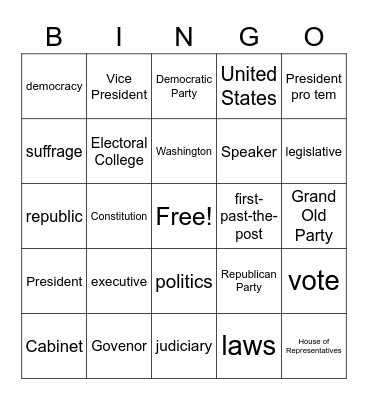 sacramento Bingo Card