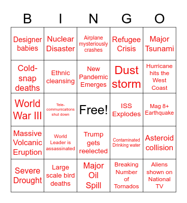 Kevin's Wacky End of the World Card Set Bingo Card
