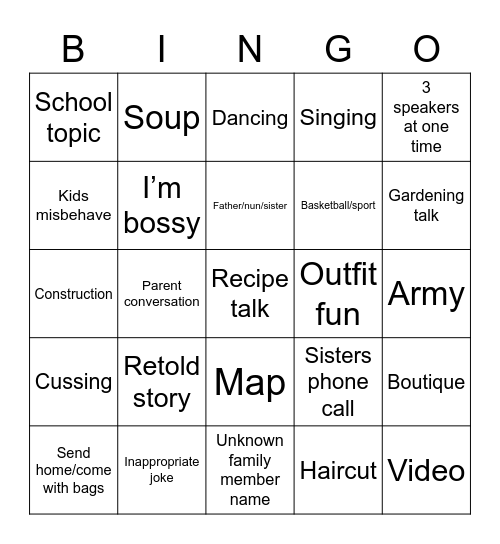 Nienaber Bingo Card