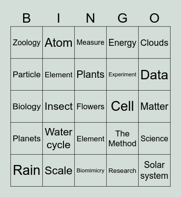 Stem: Science Bingo Card