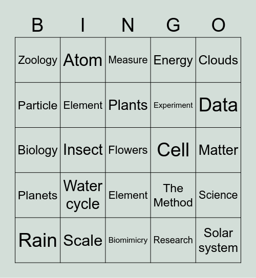 Stem: Science Bingo Card