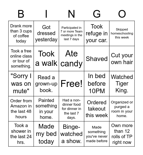 Lock Down Bingo! Bingo Card