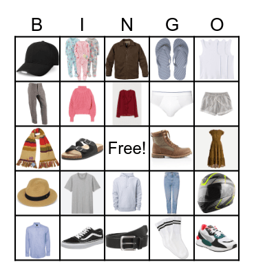 Clothes Bingo Card