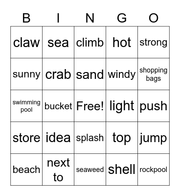 Ben's Big Swim Bingo Card