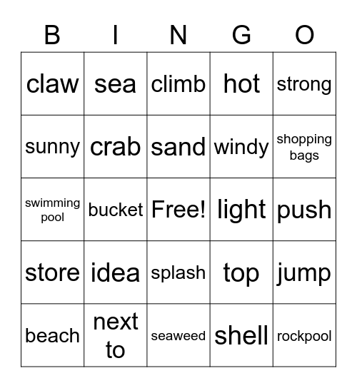 Ben's Big Swim Bingo Card