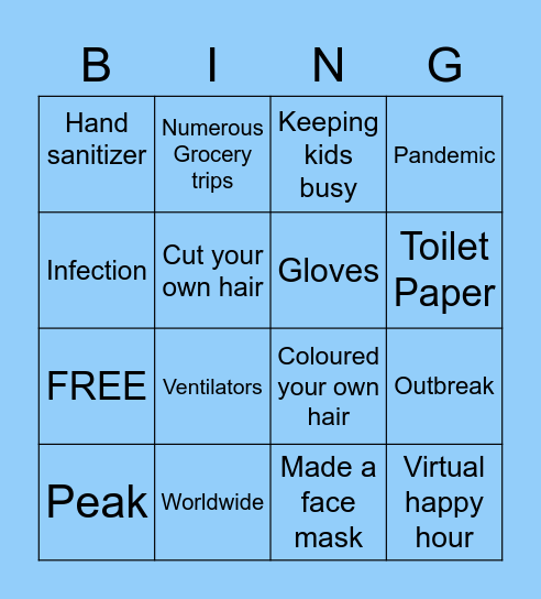 COVID GAME Bingo Card