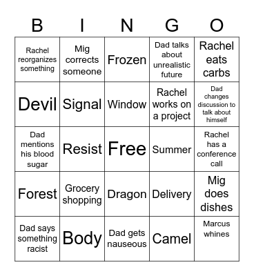 Quarantine Bingo Card