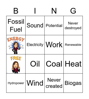 Energy Bingo Card