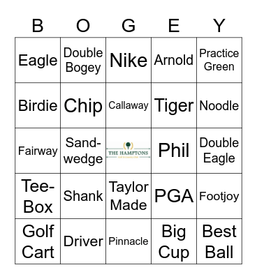 Golf Bingo Card