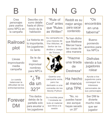 Bingo de D&D: DM Bingo Card