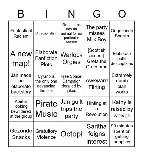 DnD Bingo Card