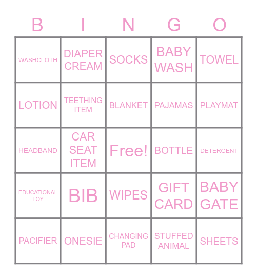 Gift Bingo Card