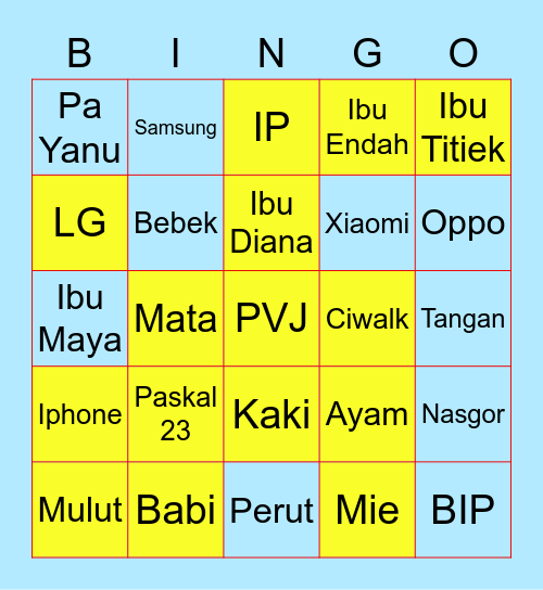 BINGO with Put and Cik Bingo Card