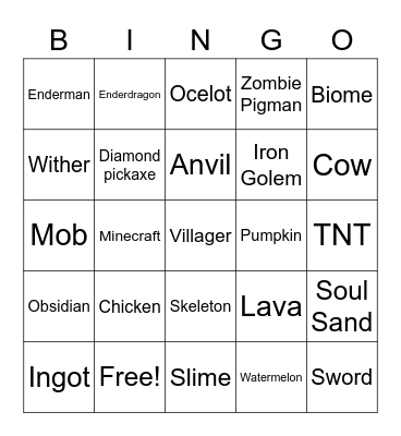 Mikey's Minecraft Bingo! Bingo Card