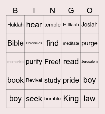 Bible Bingo Card